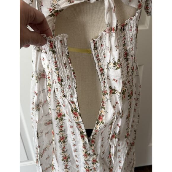 Reformation Lacey Dress Sz 12 White Floral Tie Back Smocked Spring Easter Bridal - Picture 5 of 16